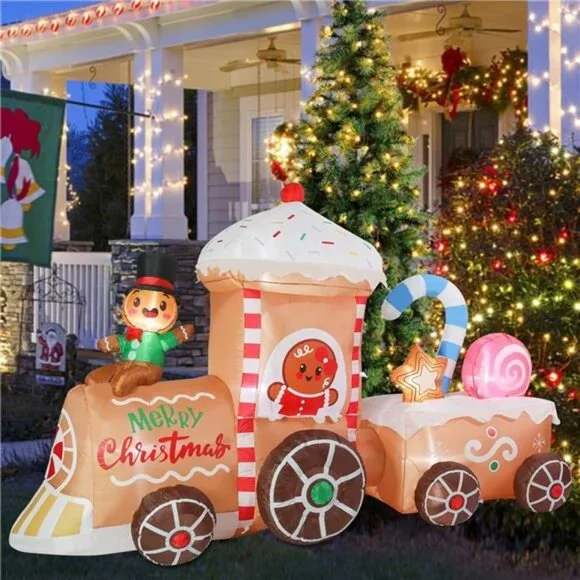 Christmas Inflatables Gingerbread Outdoor Decorations 8FT Inflatable ...